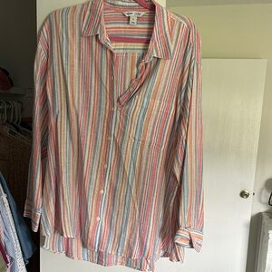 Red and Blue Striped Casual Shirt